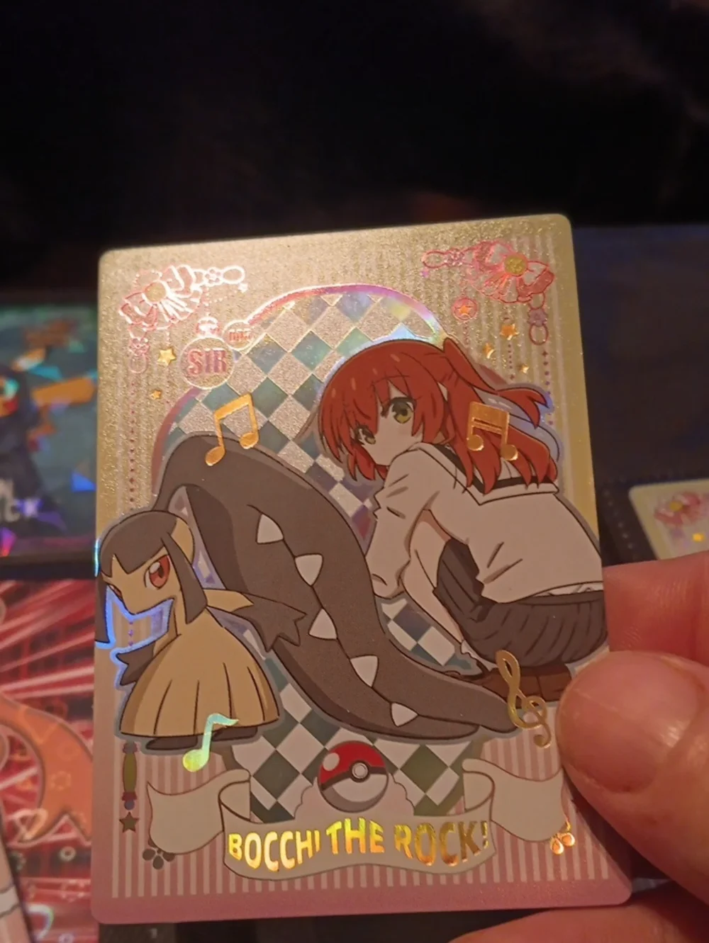 Pokemon Bocchi the Rock! Holographic Pink Red Yellow Card
